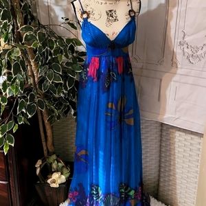 Tibi Silk Floral Halter Maxi Dress